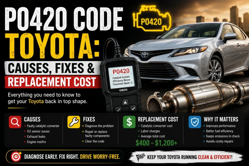 p0420 code Toyota Causes, fixes and Replacement cost Image