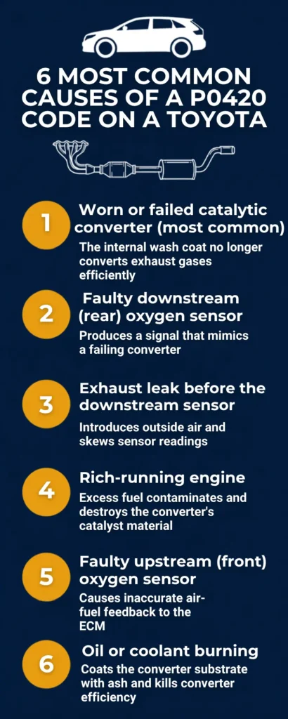 p0420 Toyota code Most Common Causes Infographic