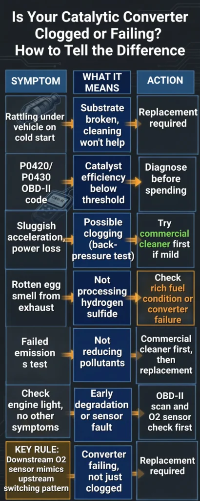 Infographic: IS YOUR CATALYTIC COVERTER FAILING OR CLOGGED DIFFERENCE